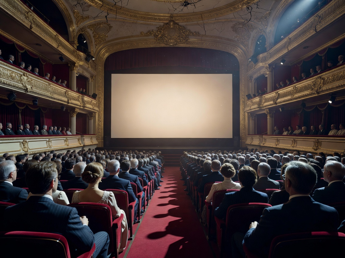 Cinematic theater auditorium representing French box office record