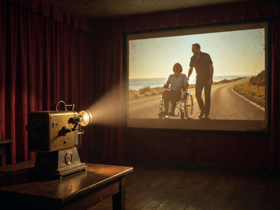 Film projector lighting up screen representing Intouchables movie success